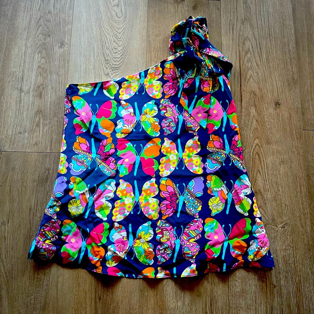 Lilly Pulitzer one shoulder silk top sz 8